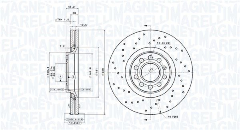 2x MAGNETI MARELLI Bremsscheibe