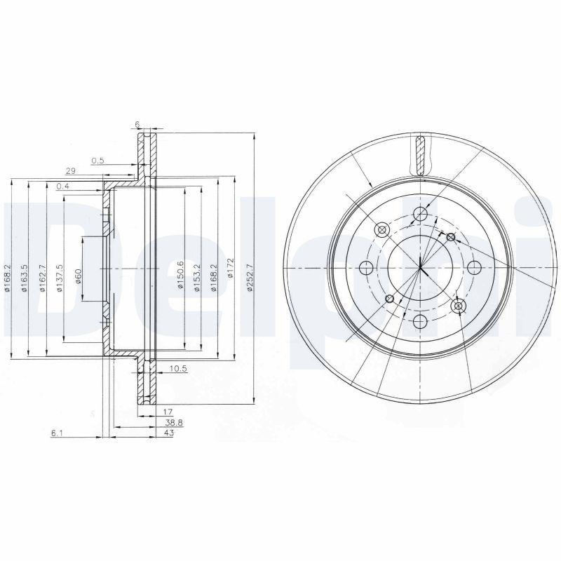 2x DELPHI Bremsscheibe BG3884