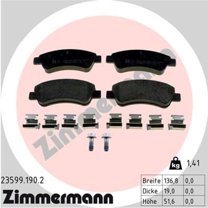ZIMMERMANN Brake Pad Set, disc brake