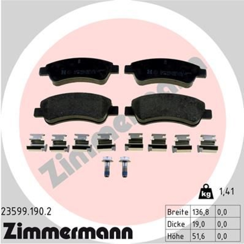 ZIMMERMANN Bremsbelagsatz, Scheibenbremse