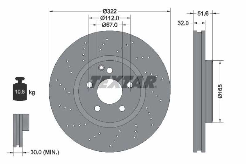 2x TEXTAR Bremsscheibe PRO+ 92277705