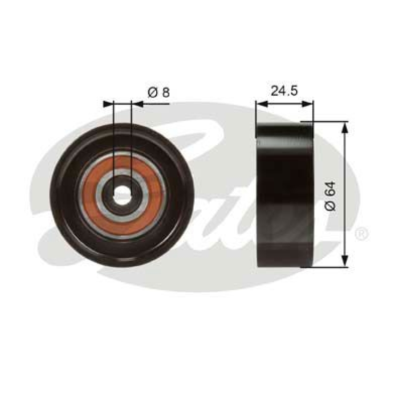 GATES Deflection/Guide Pulley, V-ribbed belt DriveAlign®