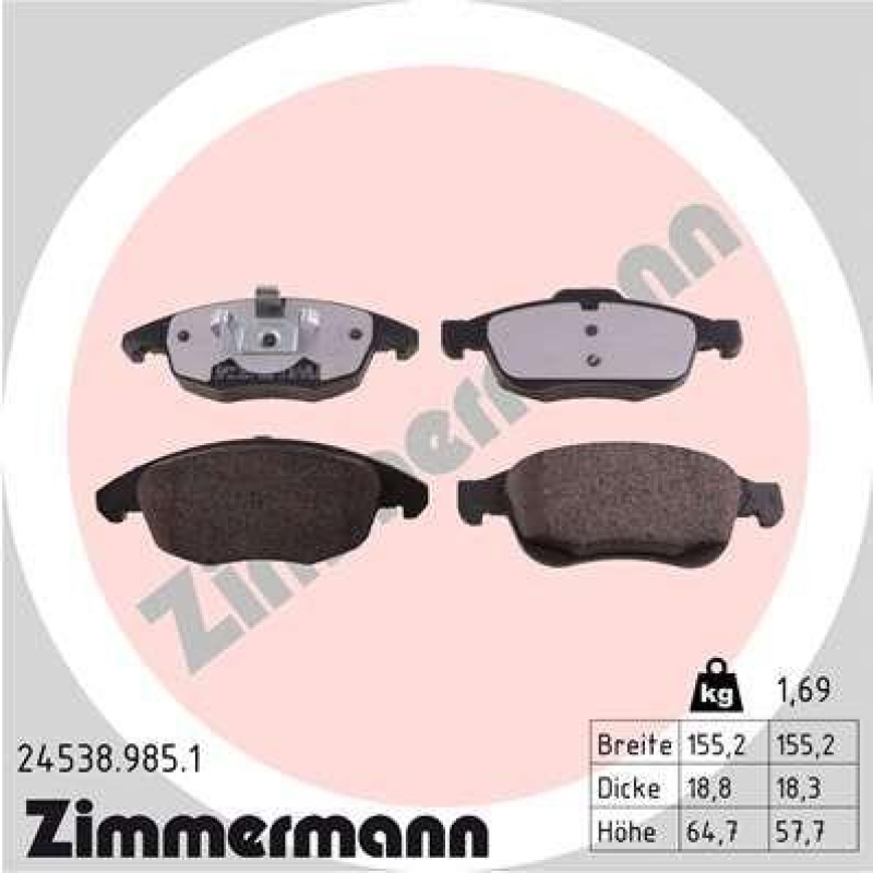 ZIMMERMANN Brake Pad Set, disc brake rd:z