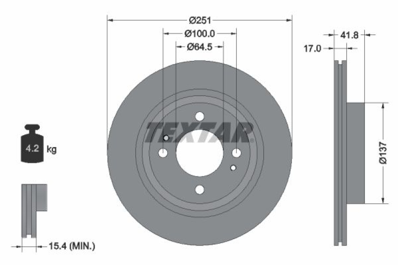 2x TEXTAR Brake Disc PRO