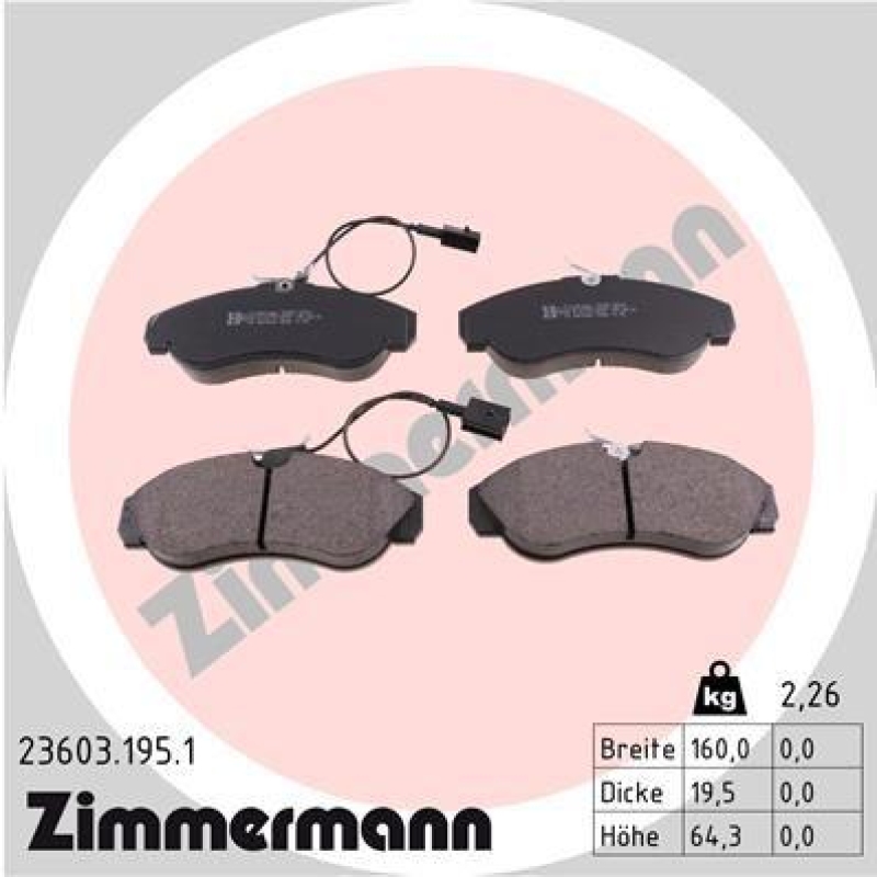ZIMMERMANN Bremsbelagsatz, Scheibenbremse 23603.195.1