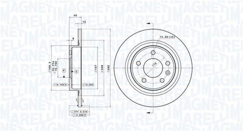 2x MAGNETI MARELLI Bremsscheibe 360406107601