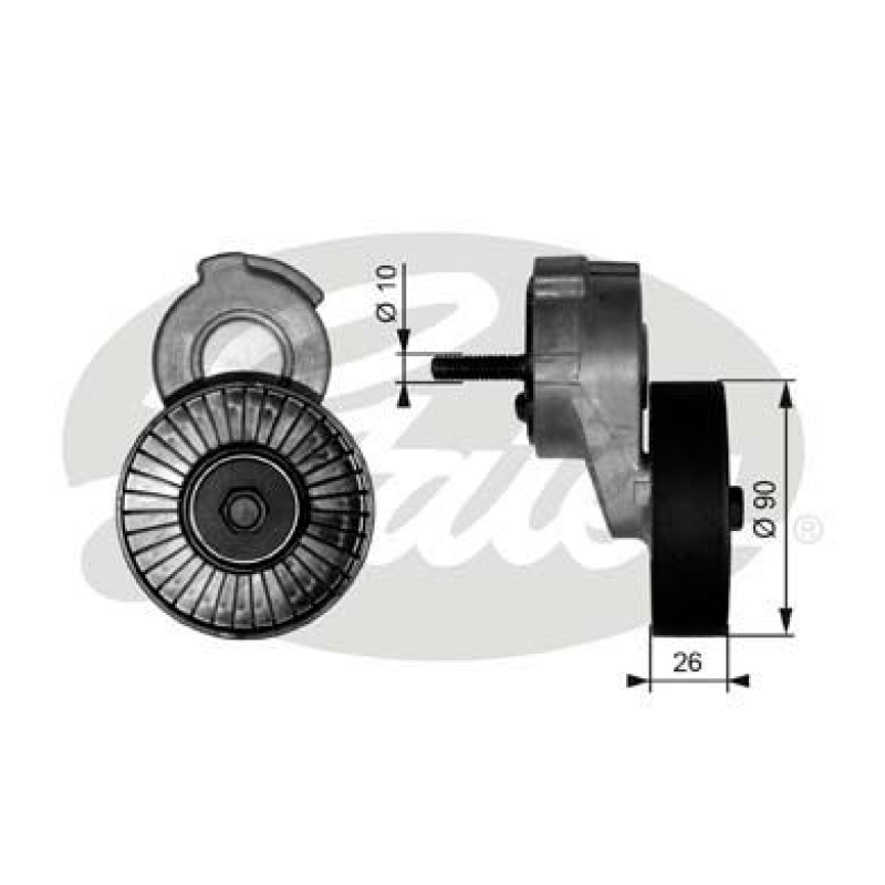 GATES Tensioner Pulley, V-ribbed belt DriveAlign®