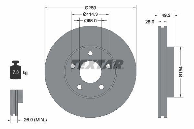 Textar Bremsscheiben Ø280mm + Beläge Bremse vorne passend für Nissan Almera Tino
