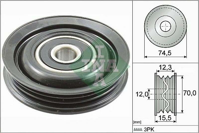 INA Deflection/Guide Pulley, v-ribbed belt