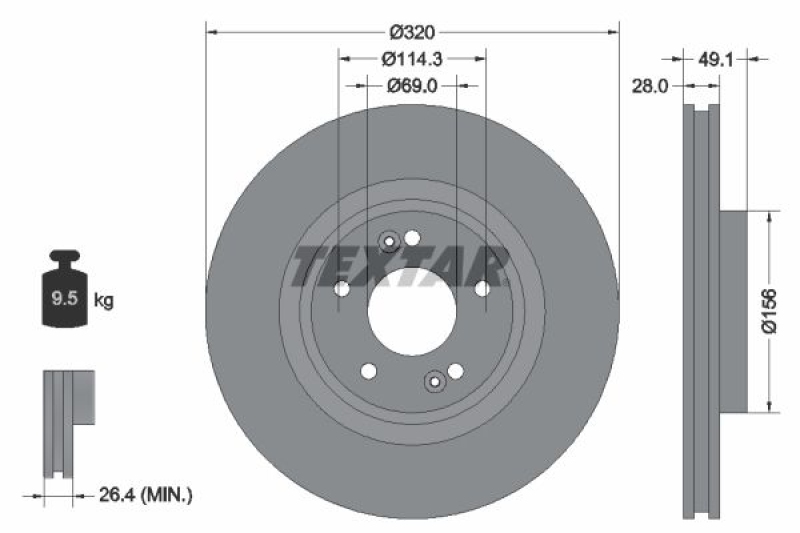 2x TEXTAR Bremsscheibe PRO