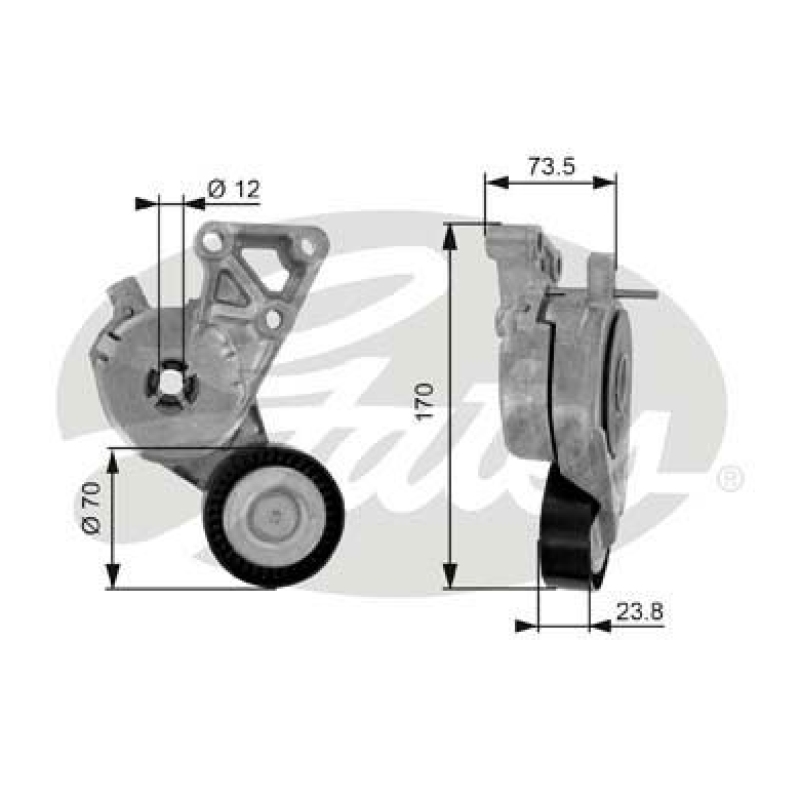 GATES Tensioner Pulley, V-ribbed belt DriveAlign®