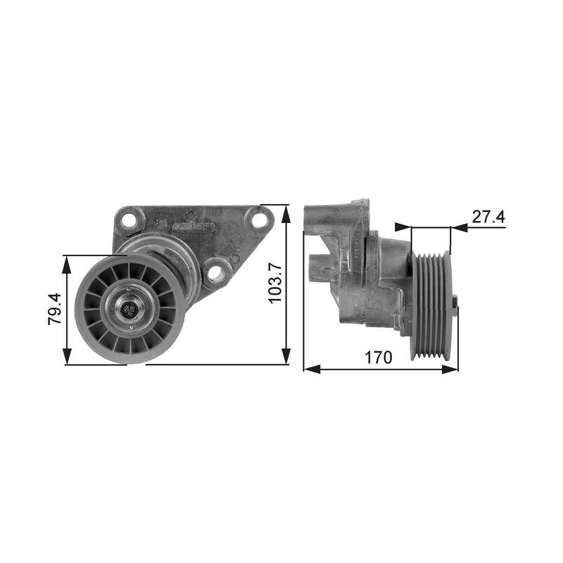GATES Tensioner Pulley, V-ribbed belt DriveAlign®