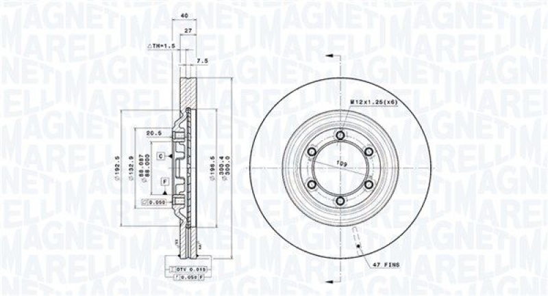 2x MAGNETI MARELLI Bremsscheibe