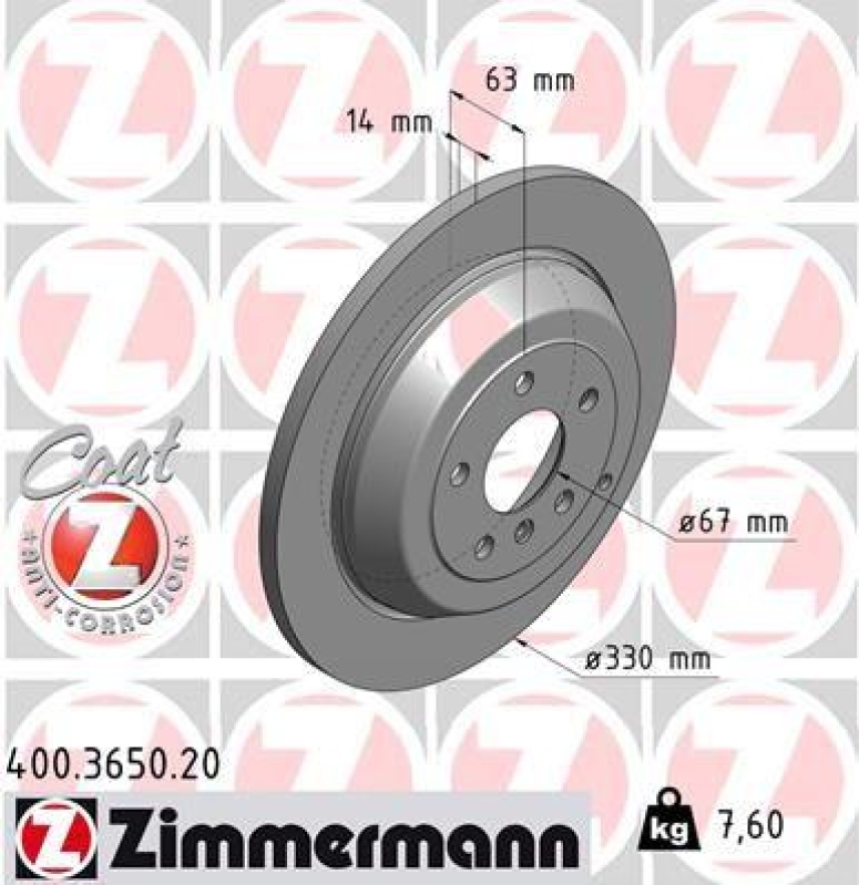 2x Zimmermann Bremsscheiben Coat Z Ø330mm Hinten passend für Mercedes M-Klasse 400.3650.20