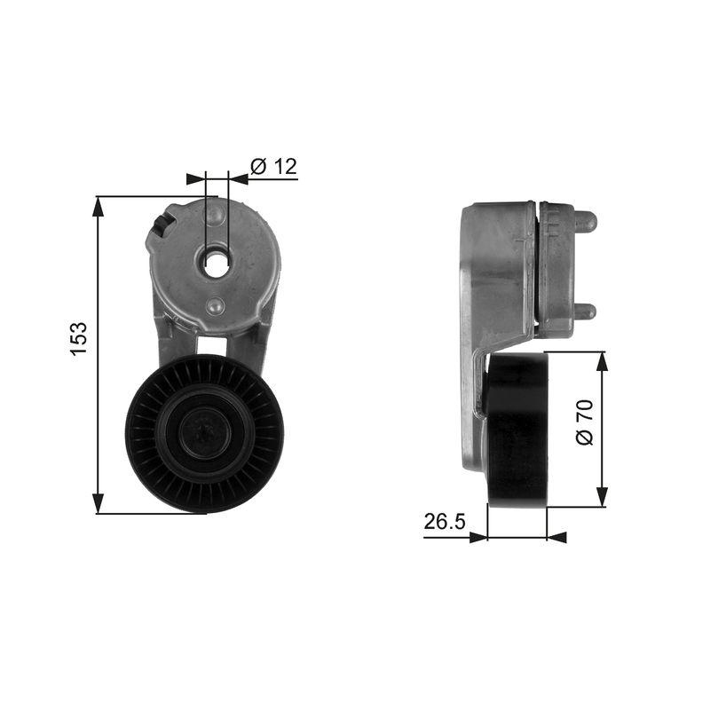 GATES Tensioner Pulley, V-ribbed belt DriveAlign®
