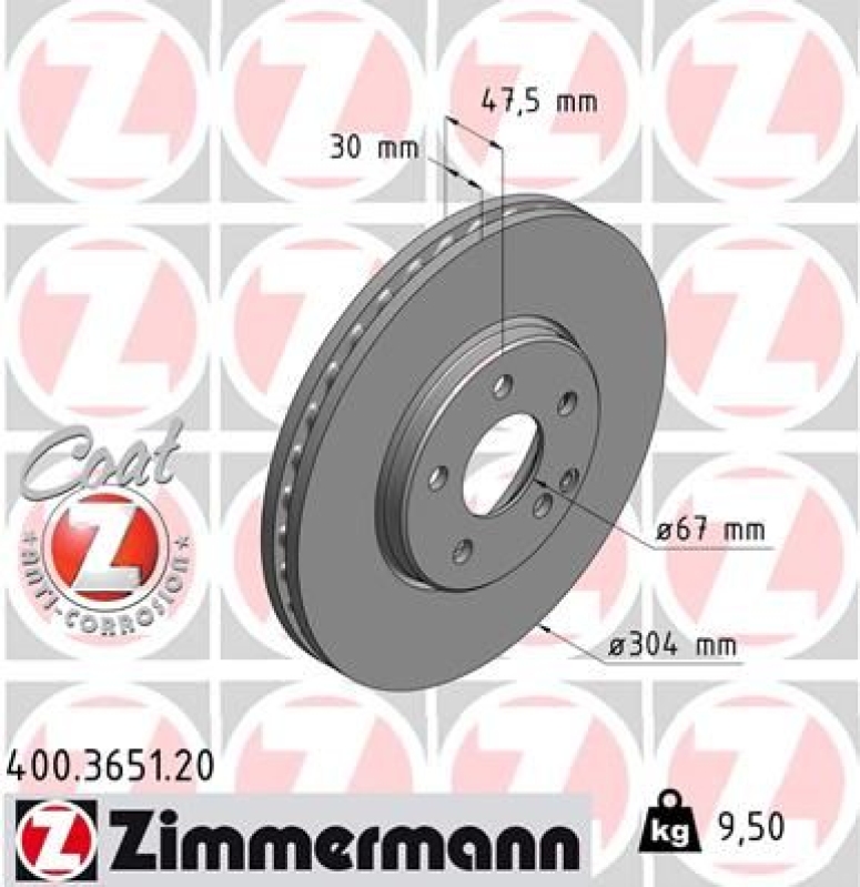 2x ZIMMERMANN Bremsscheibe COAT Z