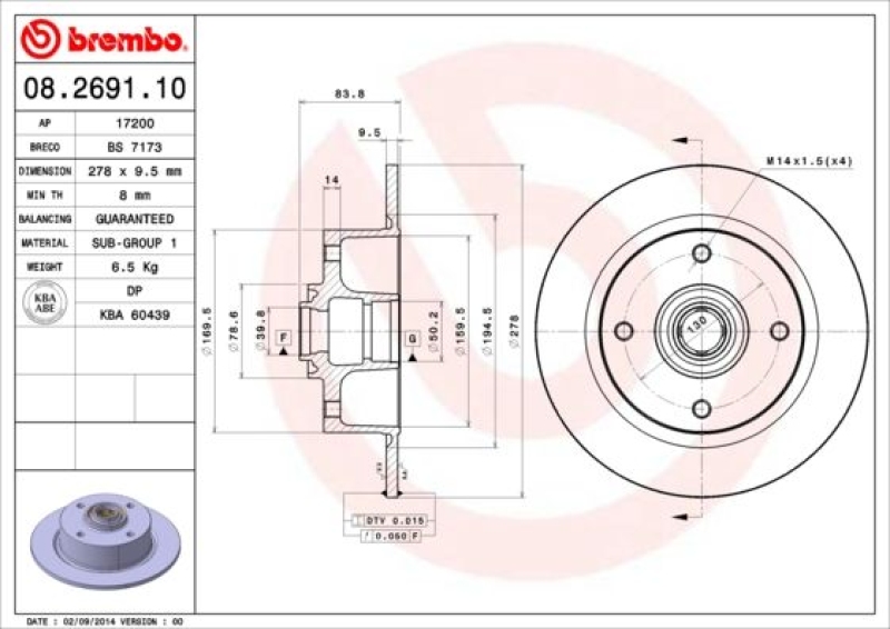 2x BREMBO Bremsscheibe PRIME LINE