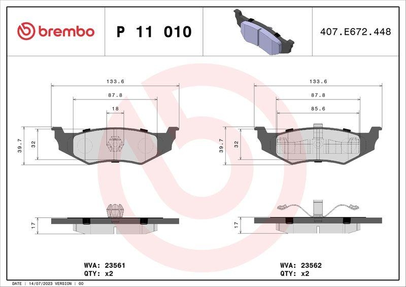 Brembo Bremsscheiben Ø270mm hinten + Bremsbeläge Set passend f&uu...