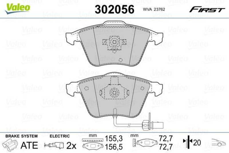 VALEO Bremsbelagsatz, Scheibenbremse ESSENTIAL 302056
