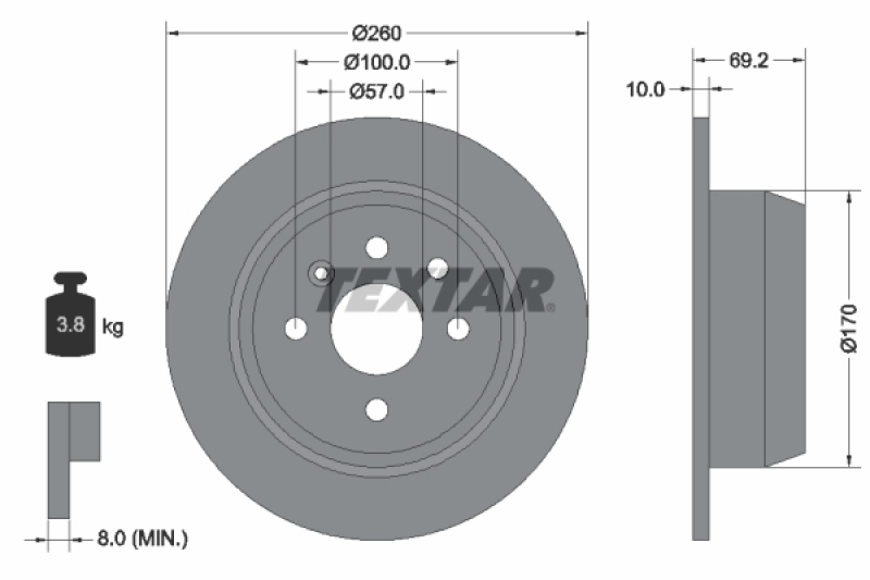 2x TEXTAR Bremsscheibe 92057000