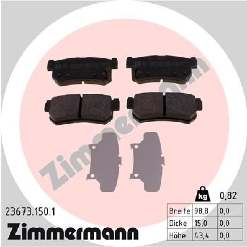 ZIMMERMANN Bremsbelagsatz, Scheibenbremse