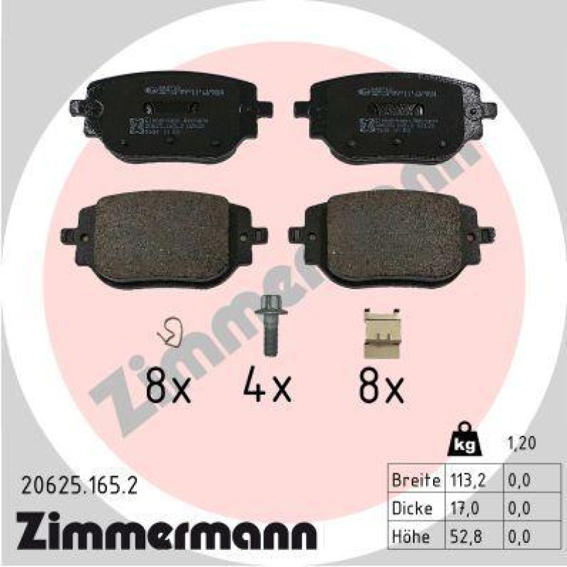 ZIMMERMANN Bremsbelagsatz, Scheibenbremse