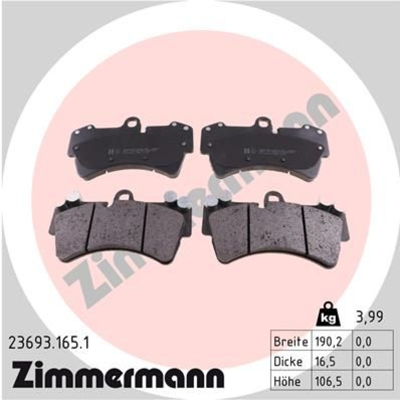 Zimmermann Bremsscheiben + Zimmermann Bremsbeläge