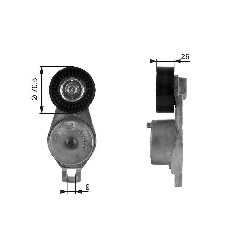 GATES Tensioner Pulley, V-ribbed belt DriveAlign®