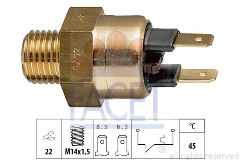 FACET Temperature Switch, coolant warning lamp Made in Italy - OE Equivalent