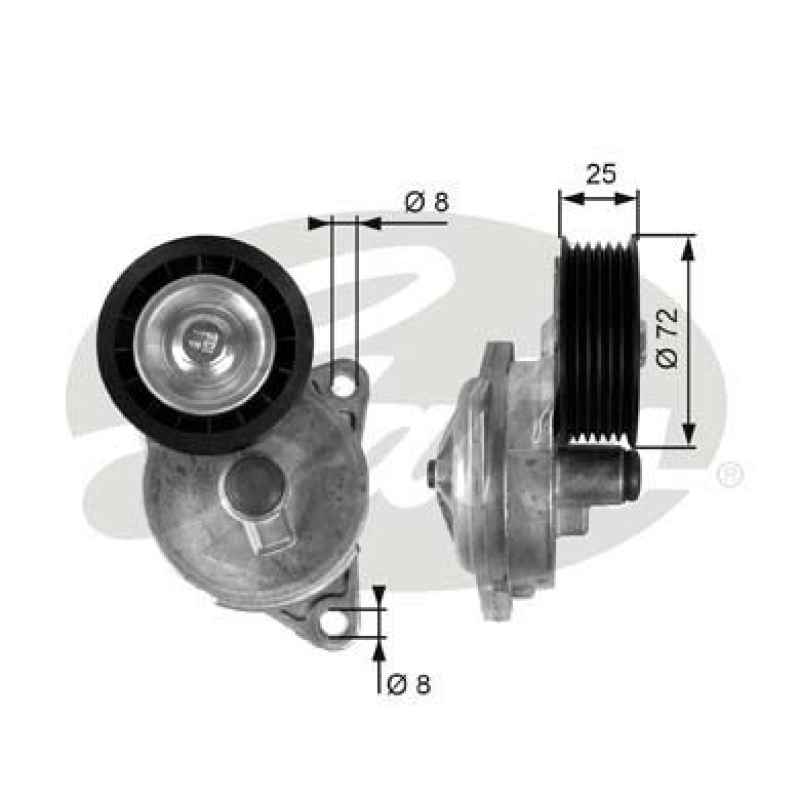 GATES Tensioner Pulley, V-ribbed belt DriveAlign®