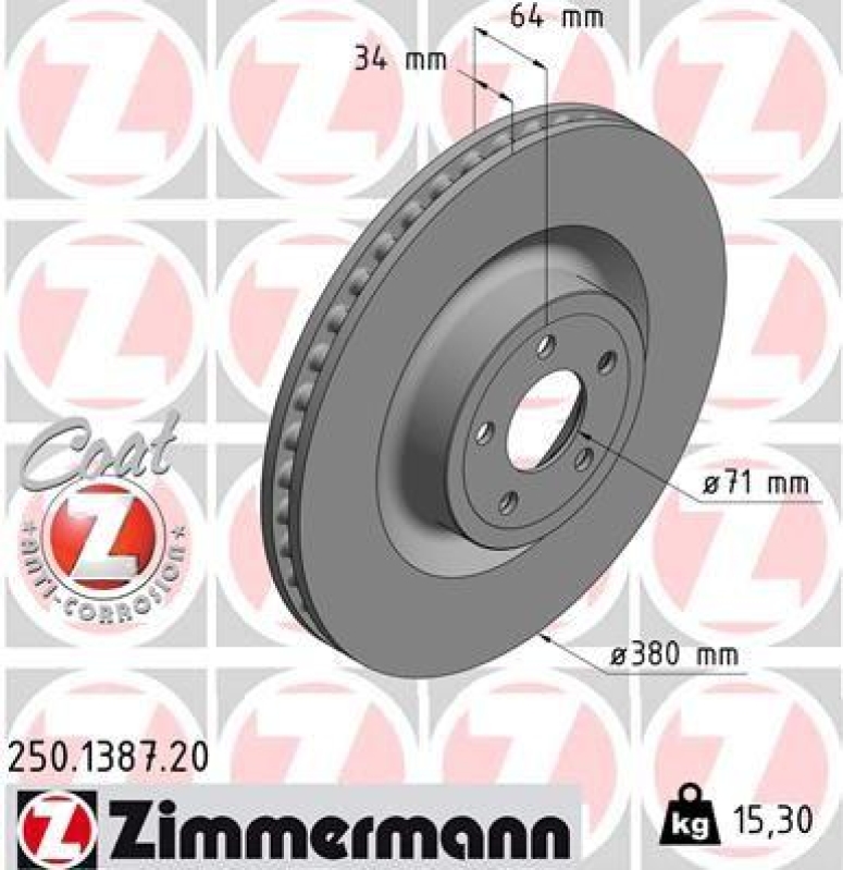 2x ZIMMERMANN Brake Disc COAT Z