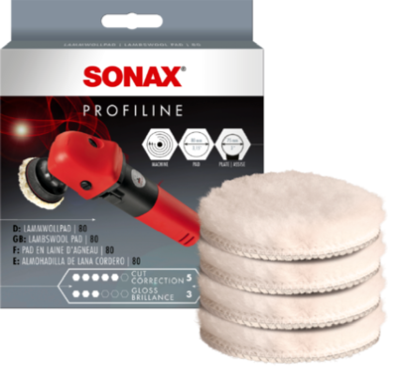 SONAX Aufsatz, Poliermaschine LammwollPad 80 D/GB/F/E