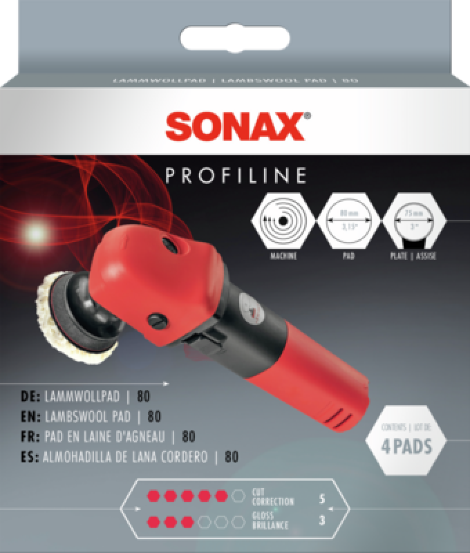 SONAX Aufsatz, Poliermaschine LammwollPad 80 D/GB/F/E