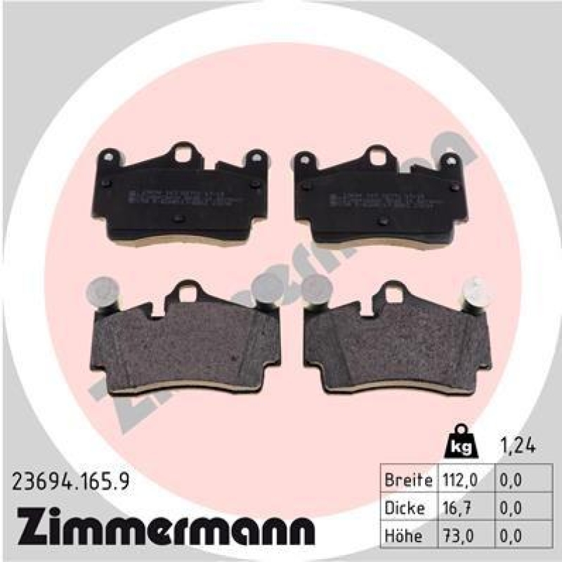 ZIMMERMANN Bremsbelagsatz, Scheibenbremse pb:z 23694.165.9