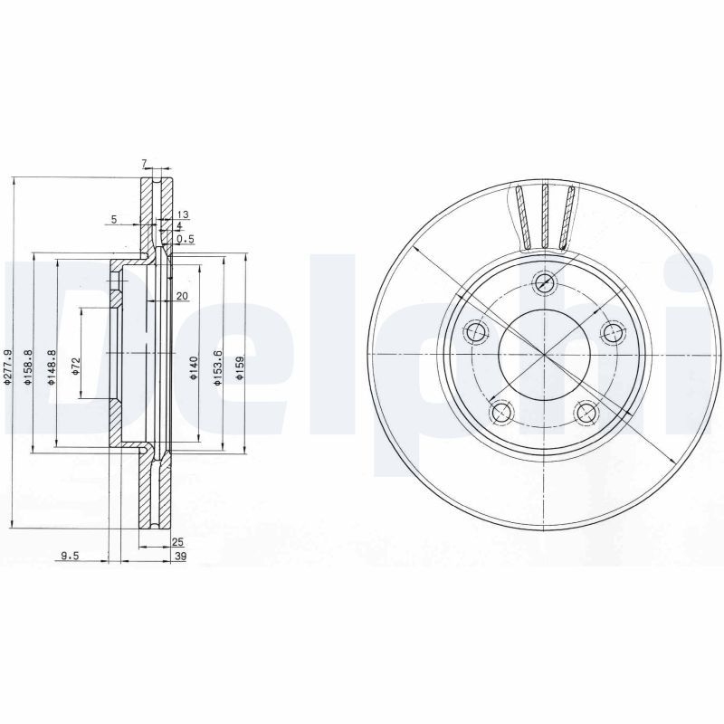 2x DELPHI Bremsscheibe BG3927