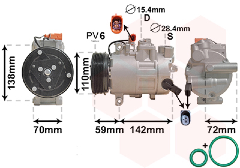 VAN WEZEL Kompressor, Klimaanlage *** IR PLUS ***