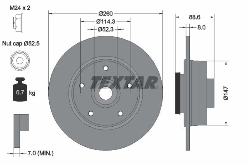 2x TEXTAR Bremsscheibe PRO