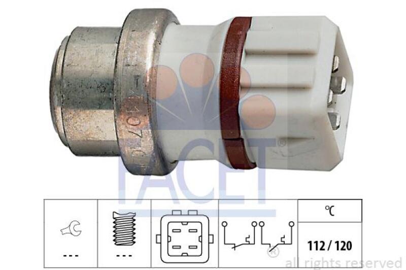 FACET Temperature Switch, coolant warning lamp Made in Italy - OE Equivalent