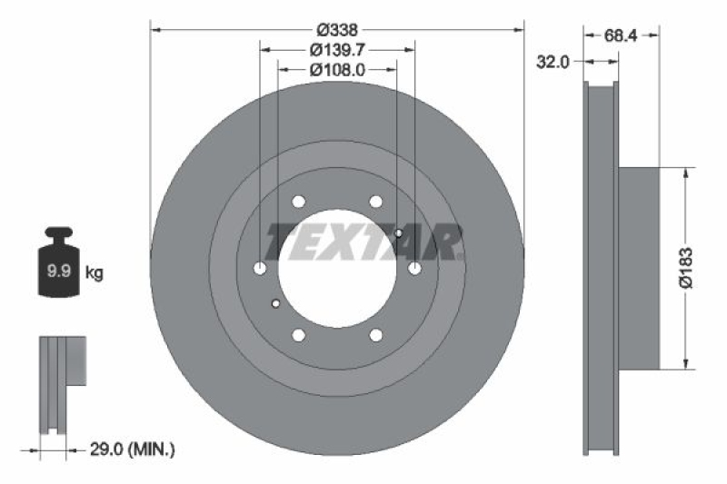 2x TEXTAR Bremsscheibe PRO 92223903