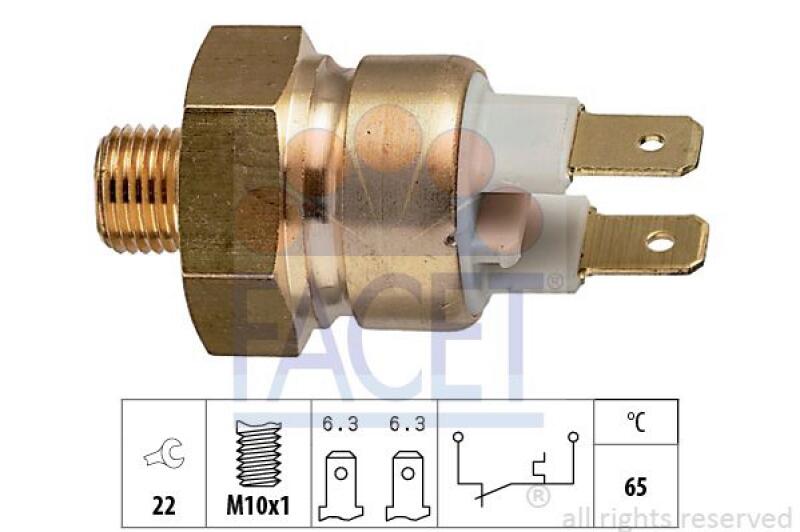 FACET Temperature Switch, coolant warning lamp Made in Italy - OE Equivalent