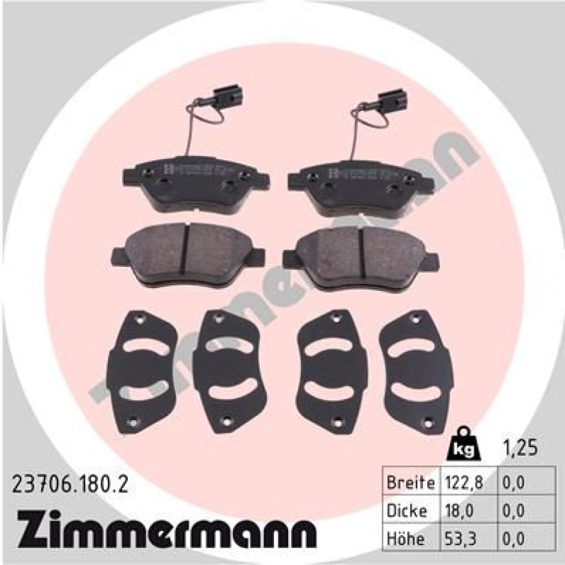 ZIMMERMANN Bremsbelagsatz, Scheibenbremse