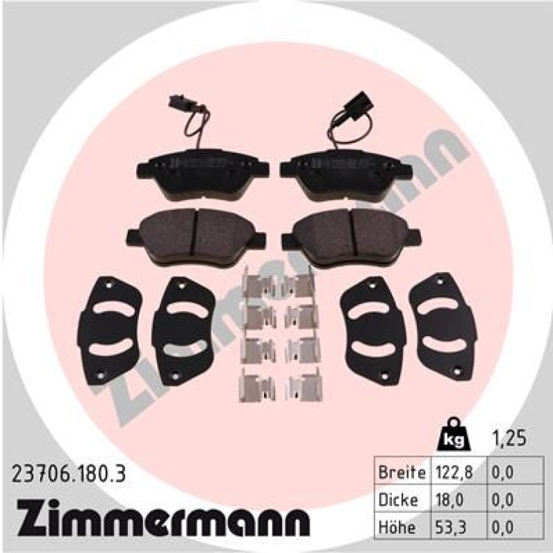 ZIMMERMANN Bremsbelagsatz, Scheibenbremse