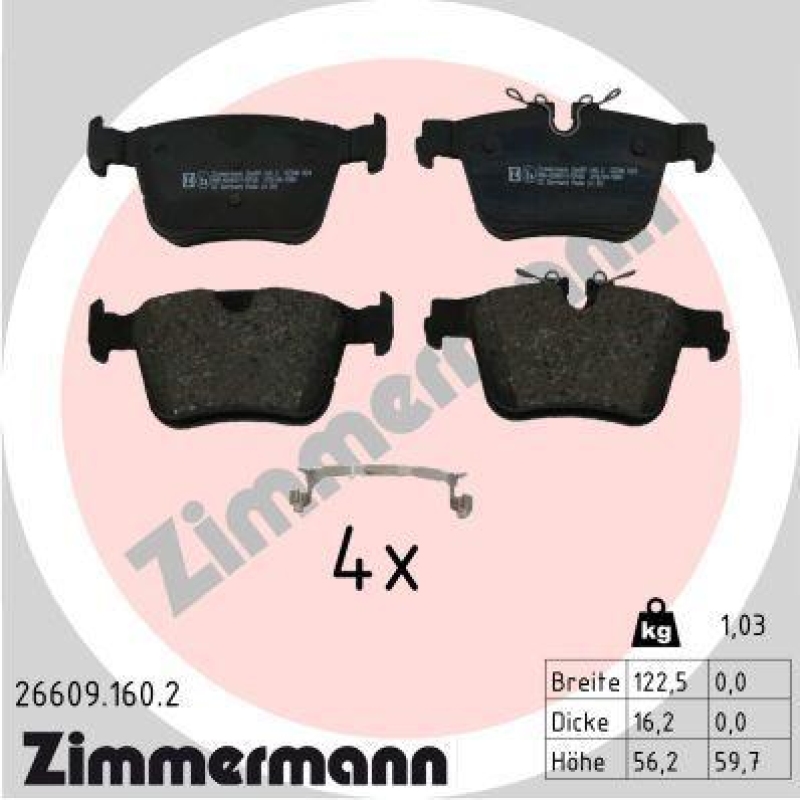 ZIMMERMANN Bremsbelagsatz, Scheibenbremse 26609.160.2