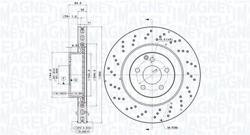 2x MAGNETI MARELLI Bremsscheibe