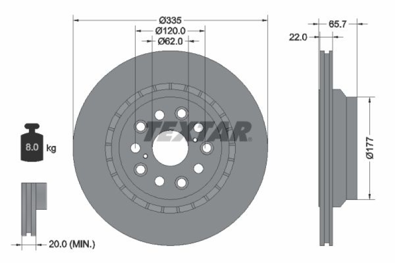 2x TEXTAR Bremsscheibe PRO