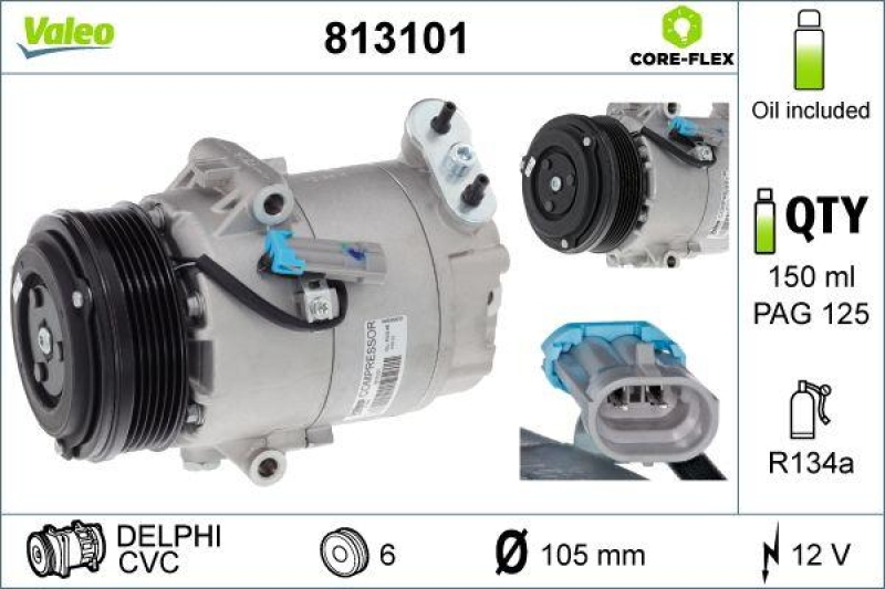 VALEO Kompressor, Klimaanlage VALEO CORE-FLEX 813101