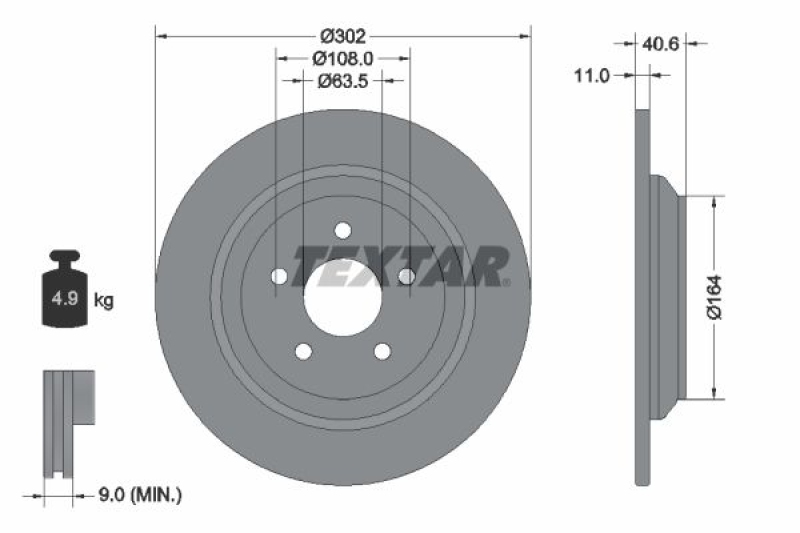 2x TEXTAR Brake Disc PRO