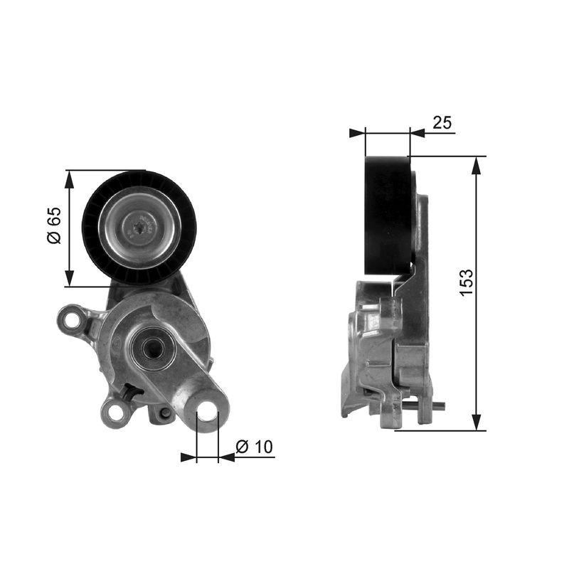 GATES Tensioner Pulley, V-ribbed belt DriveAlign®