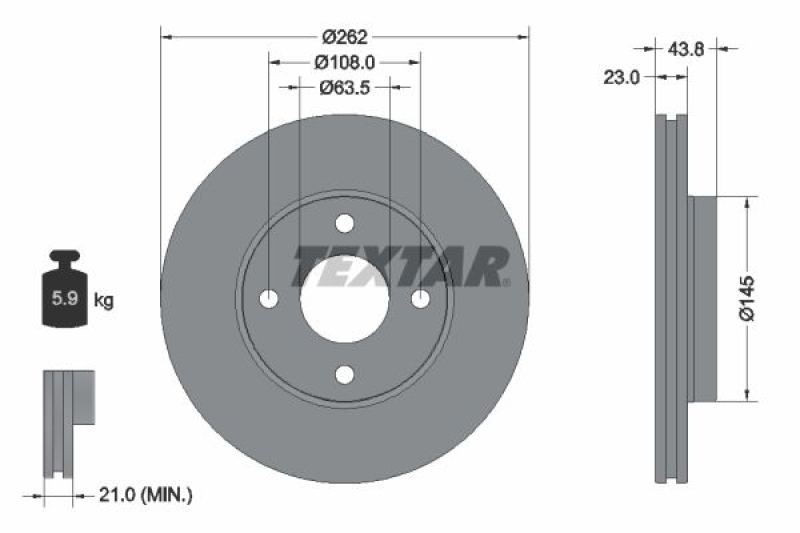 2x TEXTAR Bremsscheibe PRO