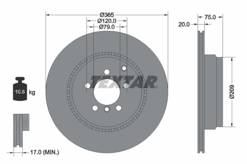 2x TEXTAR Bremsscheibe PRO